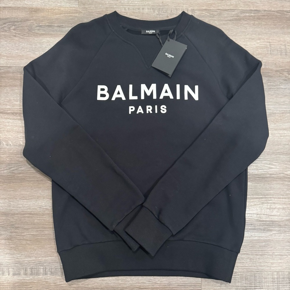 Balmain Logo Printed Pullover Sweatshirt Classic Black